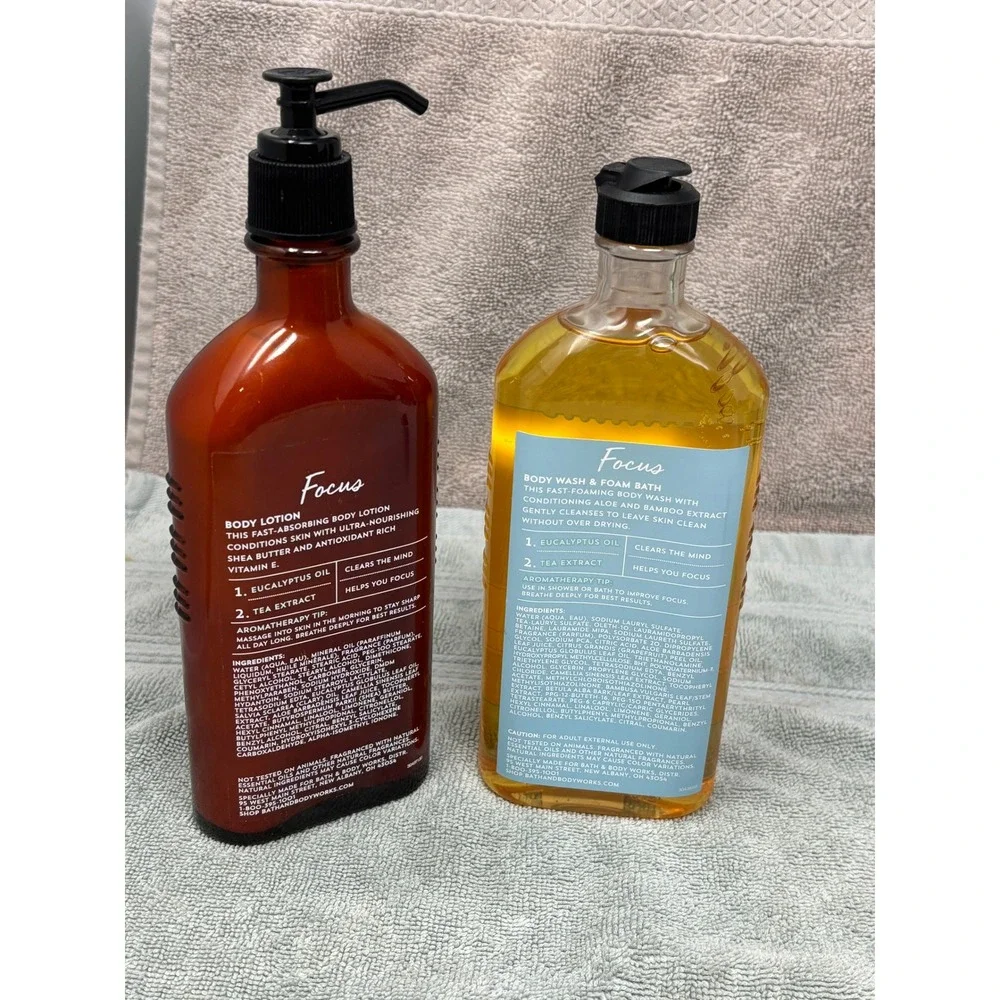 Bath & Body Works Aromatherapy Focus Eucalyptus Tea Lotion & Body Wash‎ Set